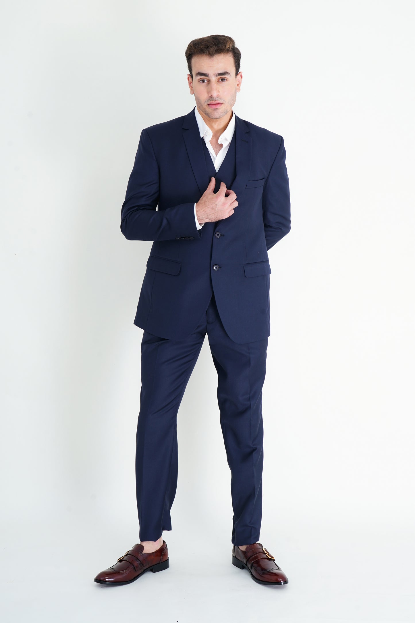 The Luxe 3-Piece Blue Stitched Suit – Masterful Tailoring