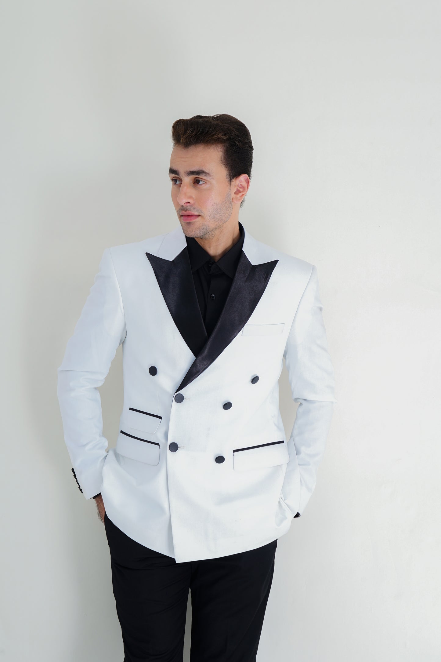 Premium White Tuxedo SUIT & Black PANT Set – Modern Elegance