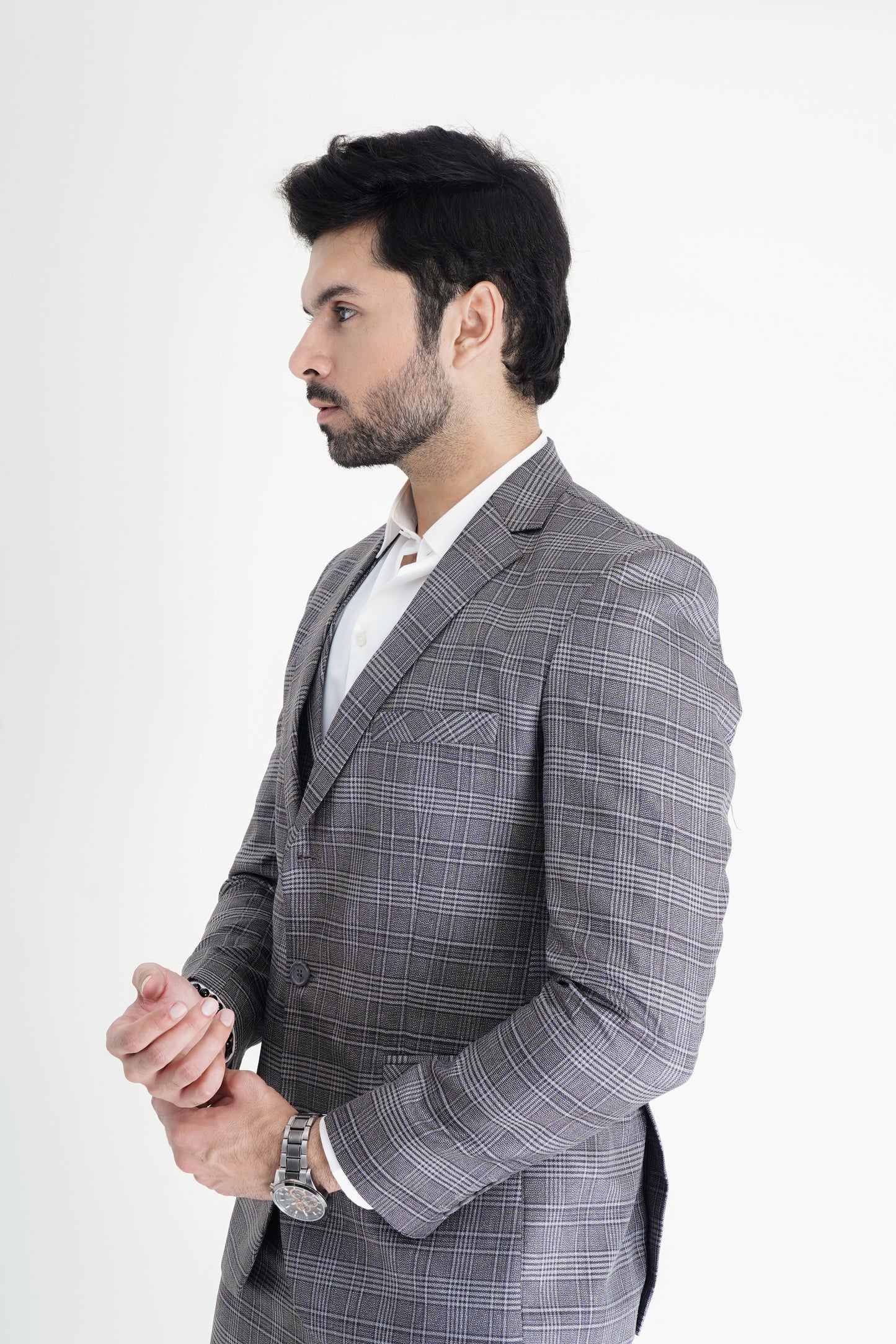 Double-Layered Check Suit – Premium Tailored Fit for a Modern Look