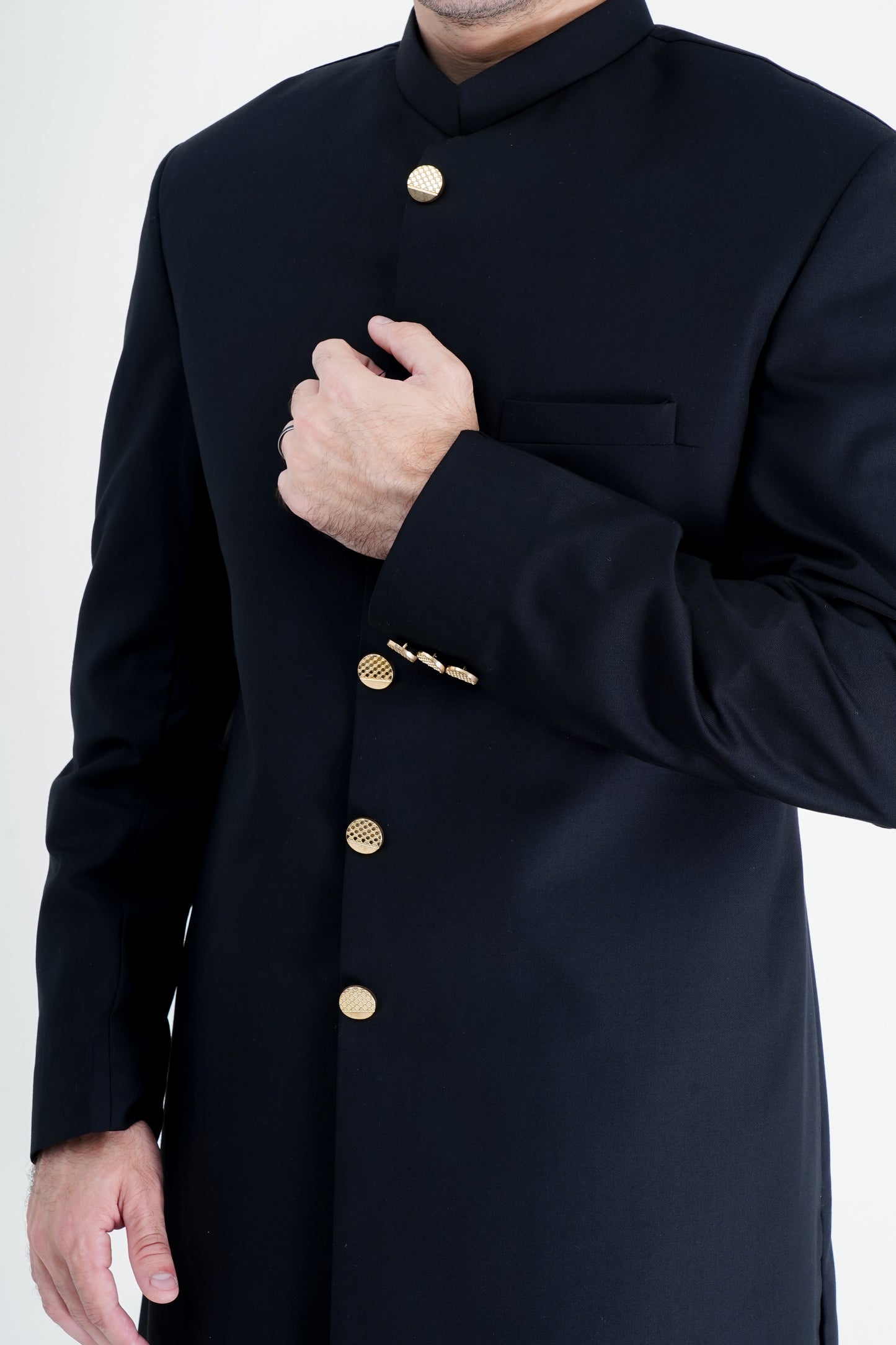 Classic Plain Black Sherwani for Timeless Elegance