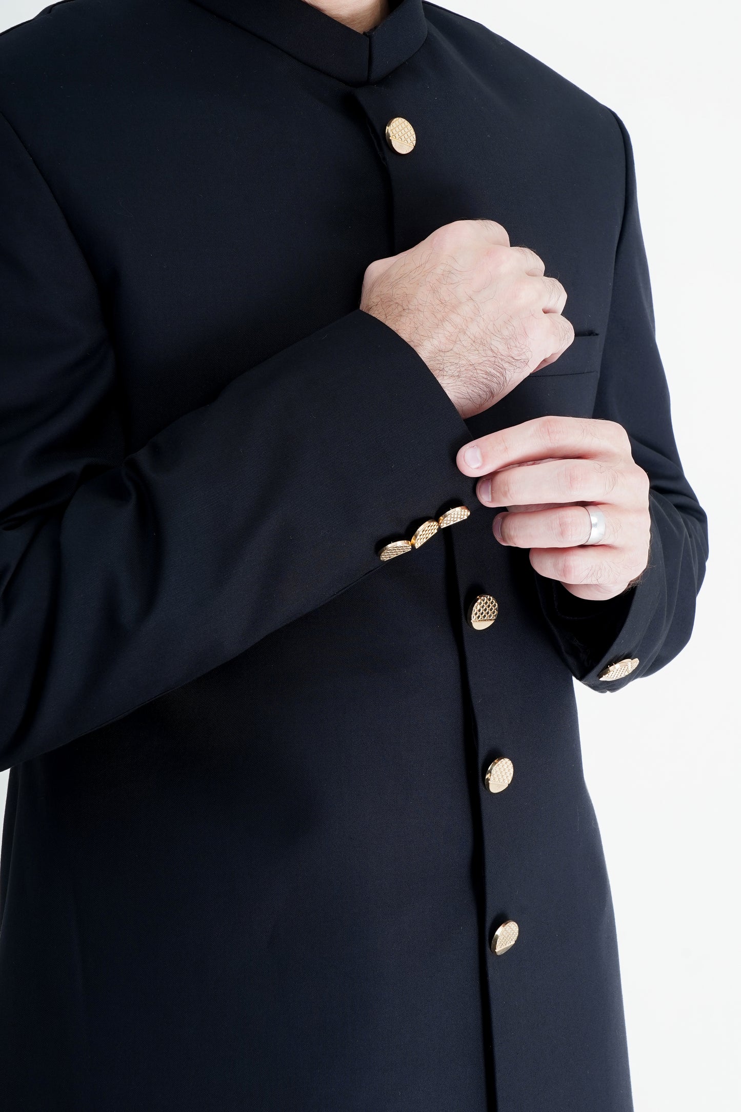 Classic Plain Black Sherwani for Timeless Elegance