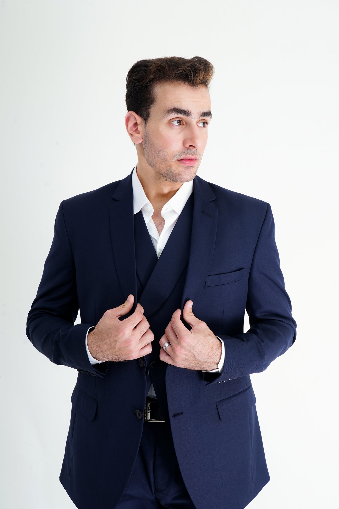 The Luxe 3-Piece Blue Stitched Suit – Masterful Tailoring
