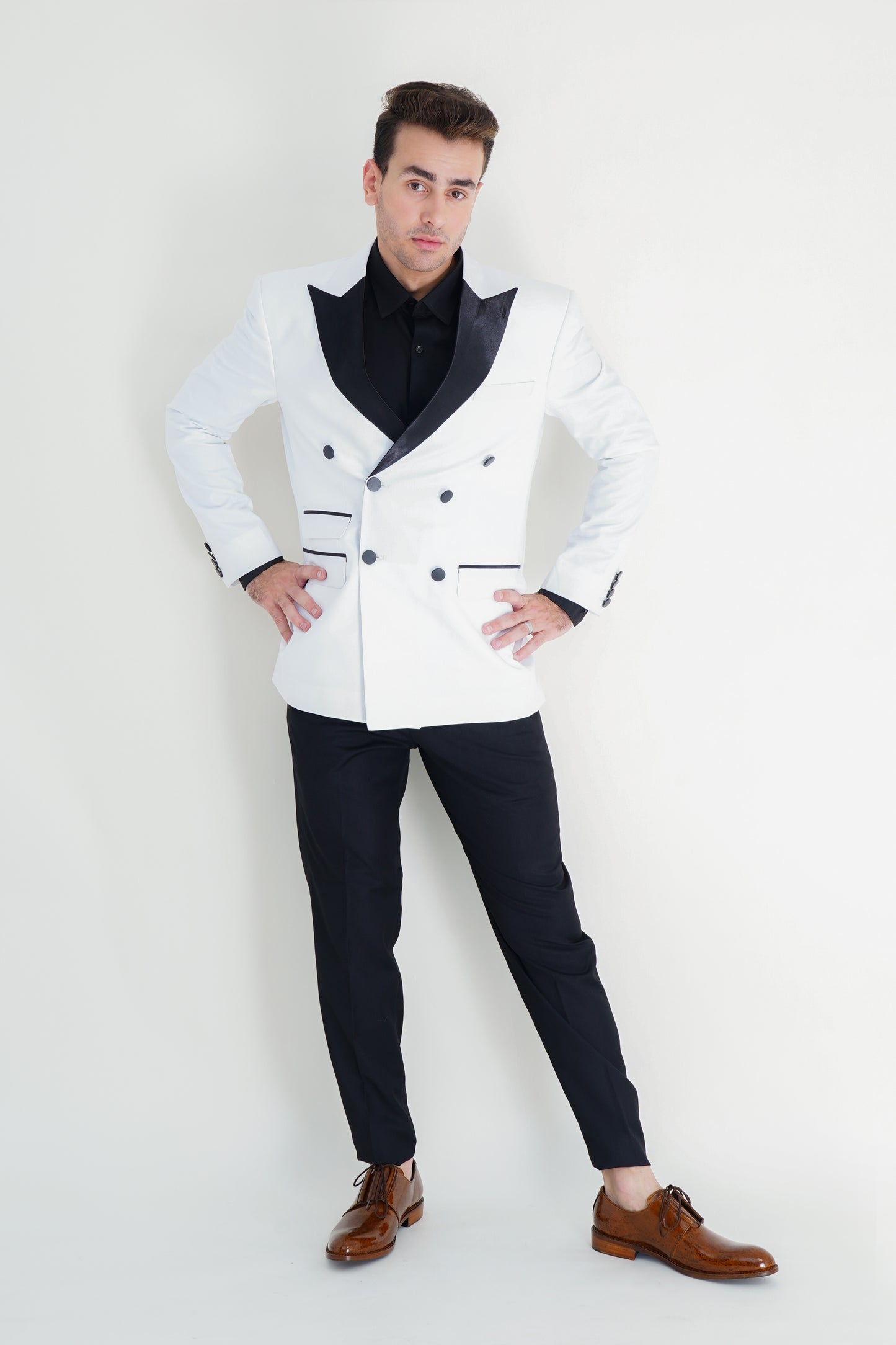 Premium White Tuxedo SUIT & Black PANT Set – Modern Elegance