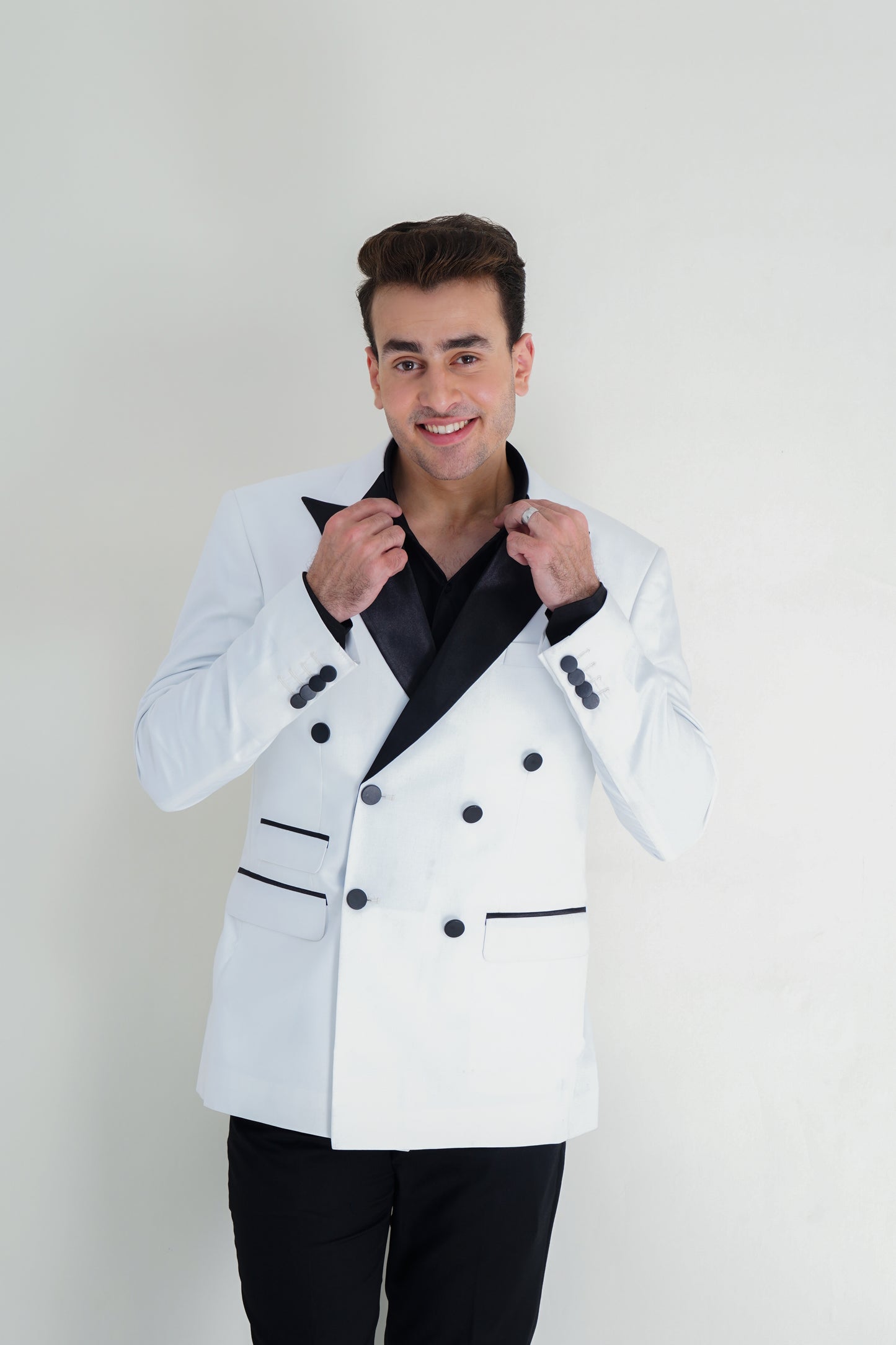 Premium White Tuxedo SUIT & Black PANT Set – Modern Elegance
