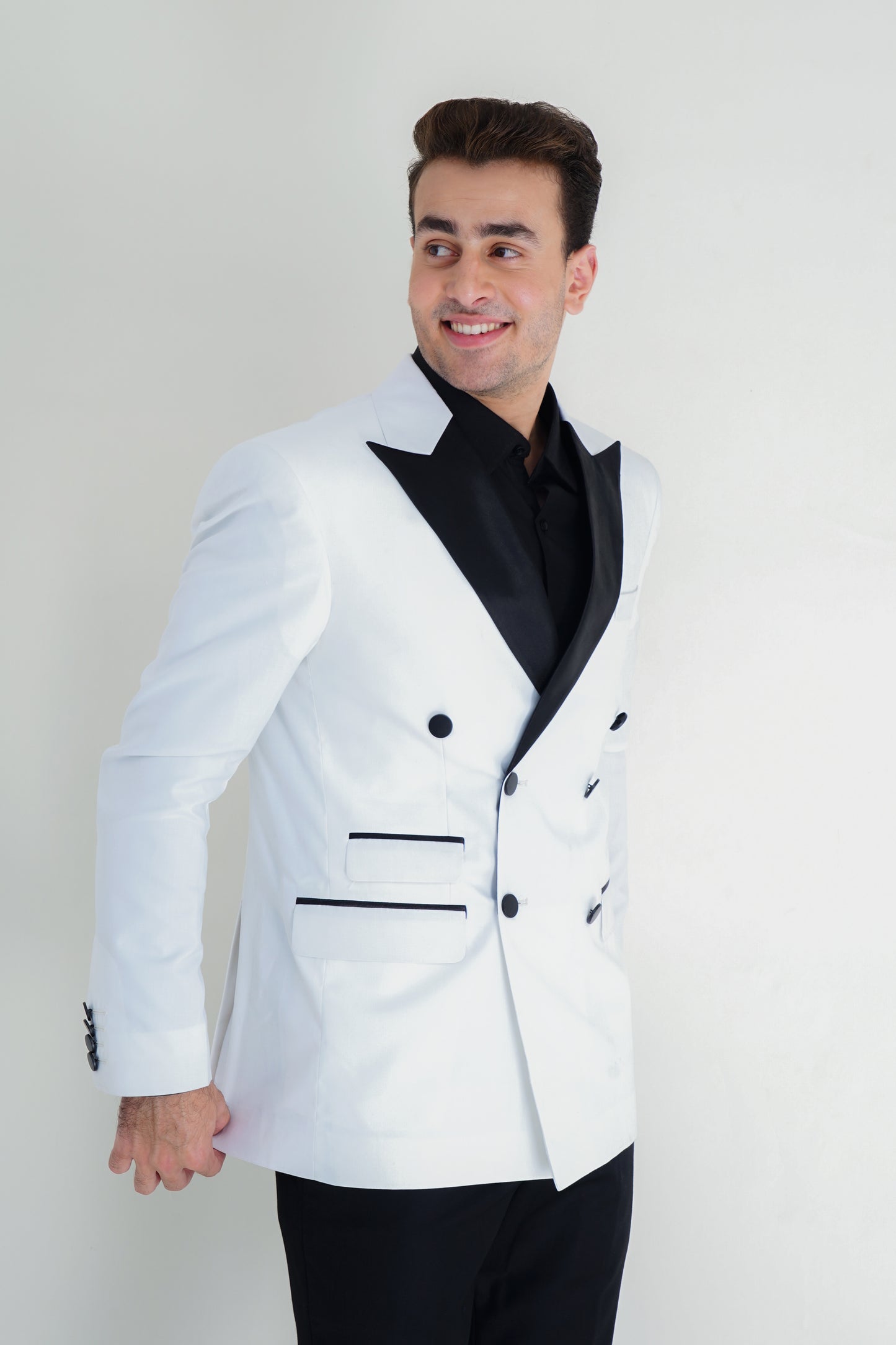 Premium White Tuxedo SUIT & Black PANT Set – Modern Elegance