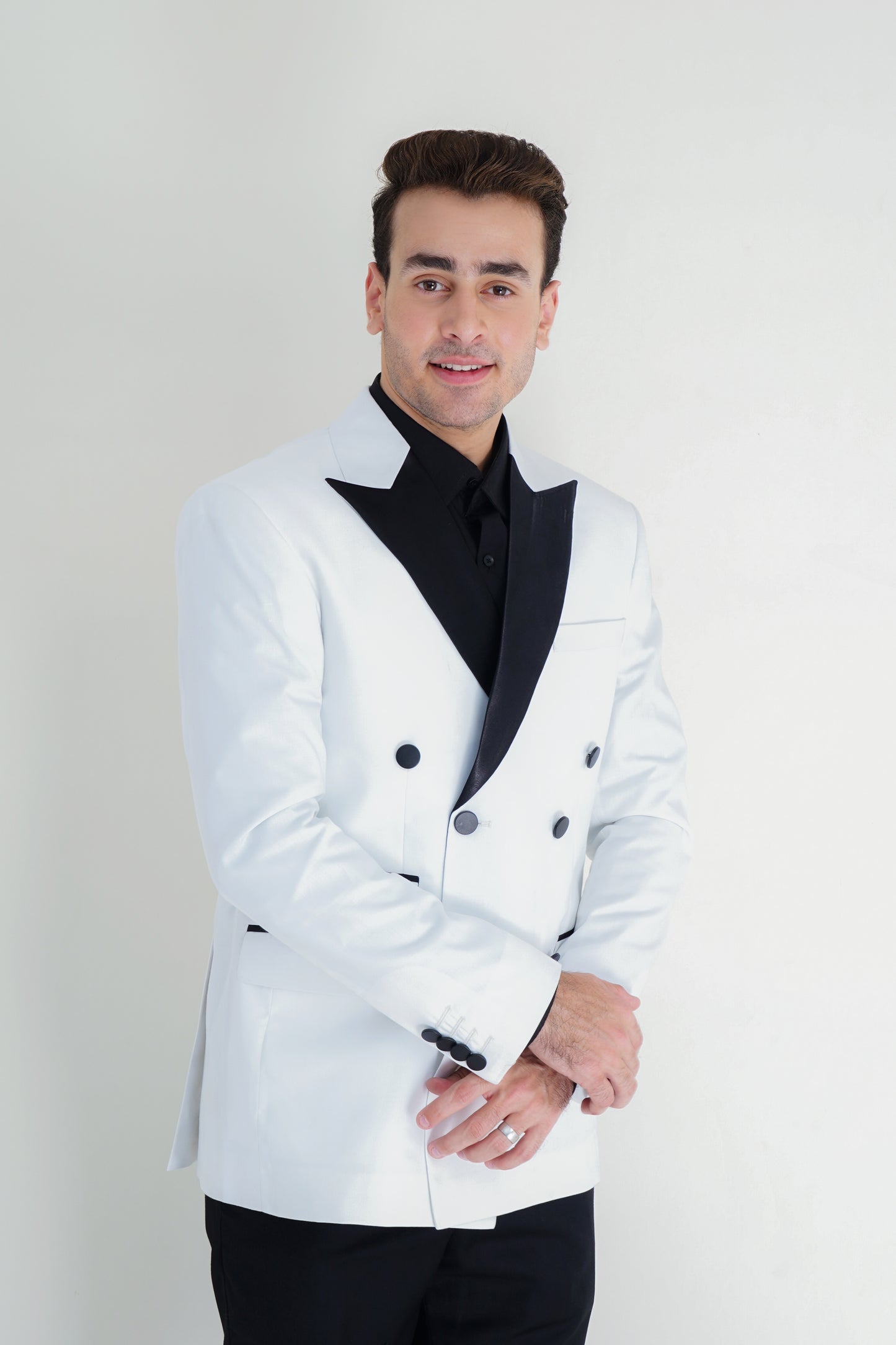Premium White Tuxedo SUIT & Black PANT Set – Modern Elegance